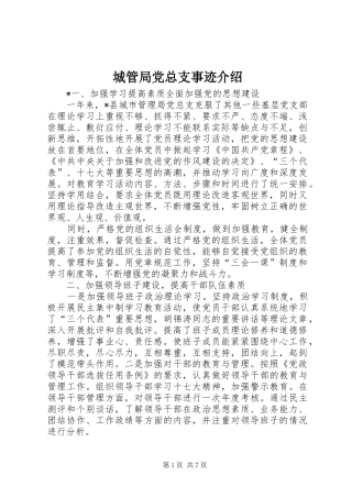 2024年城管局党总支事迹介绍