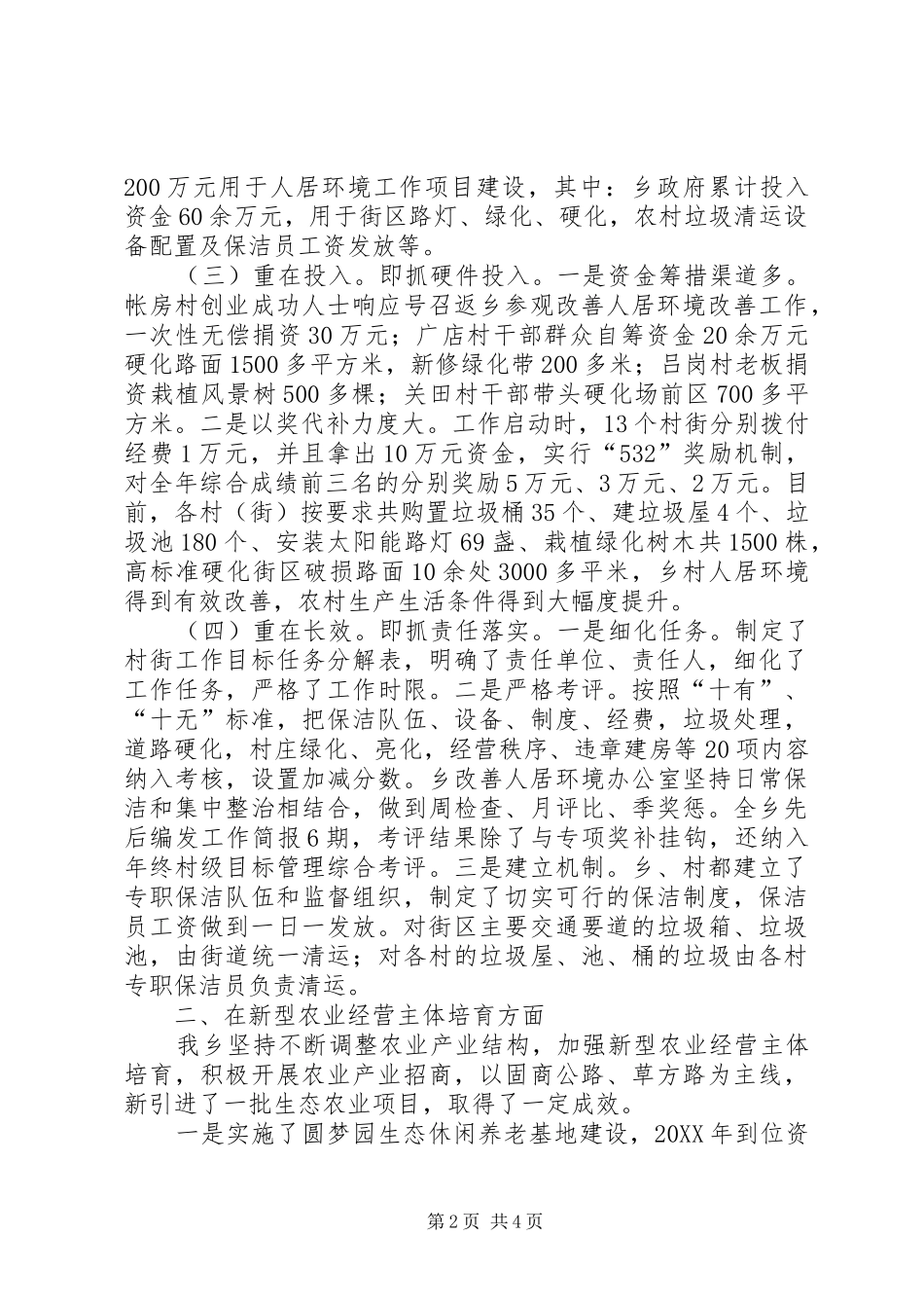 2024年乡农村工作经验交流汇报材料_第2页