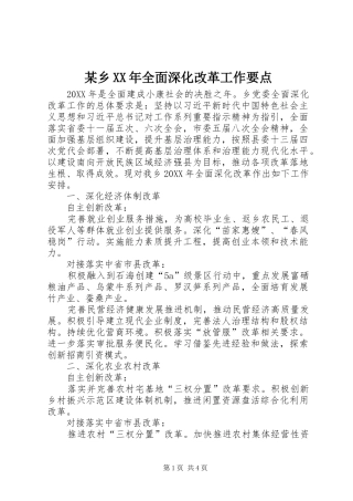 2024年乡全面深化改革工作要点