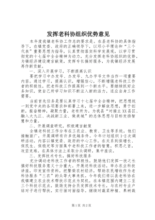 2024年发挥老科协组织优势意见