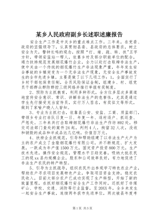 2024年乡人民政府副乡长述职述廉报告