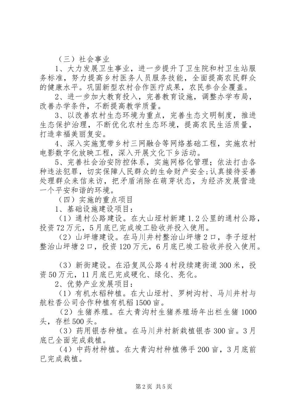 2024年乡人民政府工作总结及工作打算_第2页