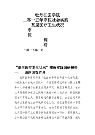 基层医疗状况调查报告