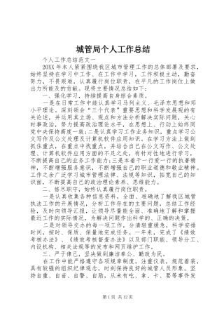 2024年城管局个人工作总结
