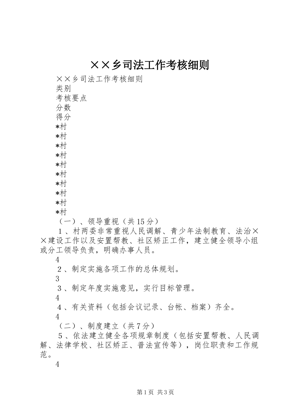 2024年乡司法工作考核细则_第1页
