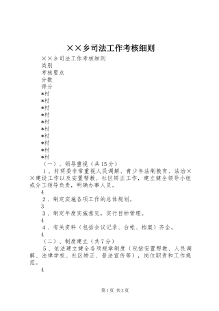 2024年乡司法工作考核细则