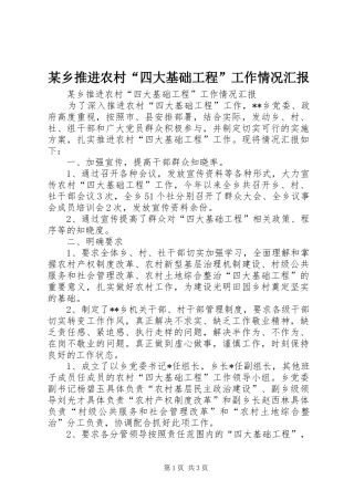 2024年乡推进农村四大基础工程工作情况汇报