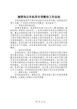 2024年城管局公车私用专项整治工作总结