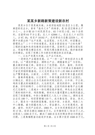 2024年乡新路新策建设新农村