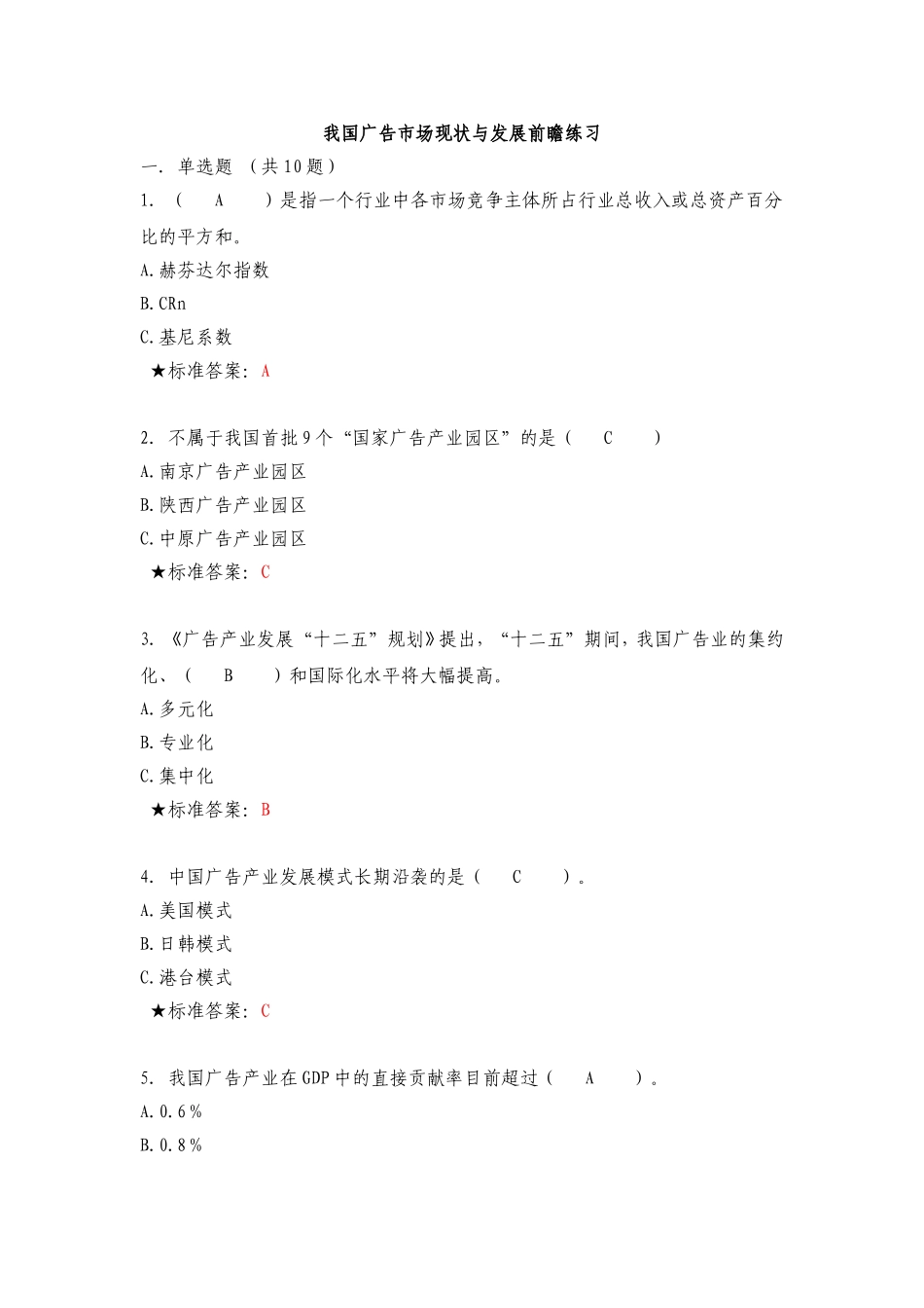 国家工商总局广告监管专题网络培训班试题及答案(完整)_第1页