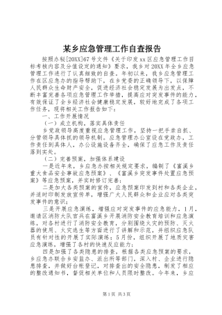 2024年乡应急管理工作自查报告