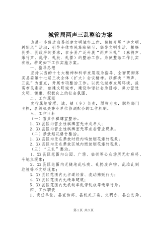 2024年城管局两声三乱整治方案