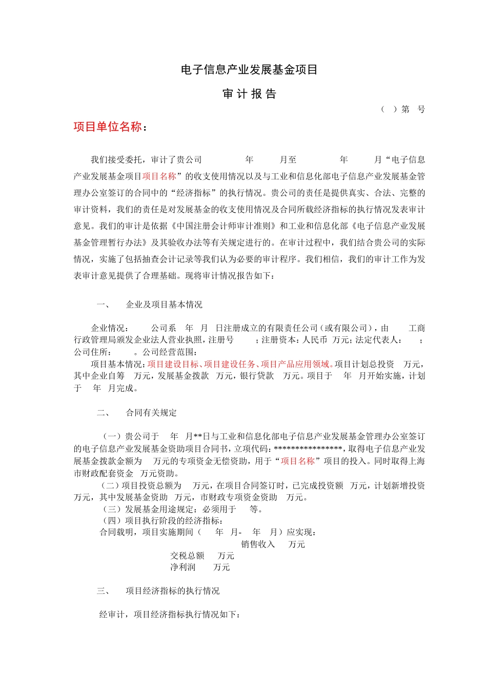 基金项目验收审计报告-模板_第1页