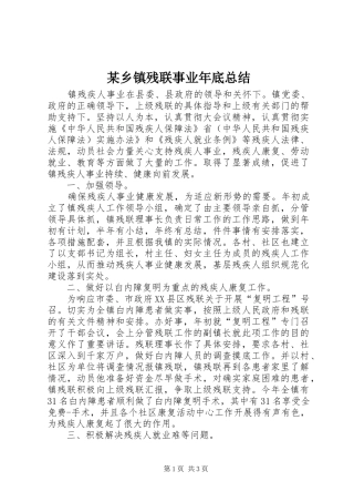 2024年乡镇残联事业年底总结