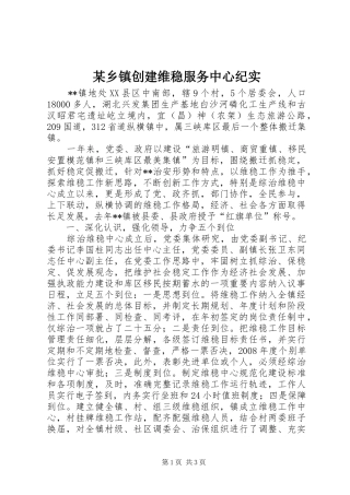 2024年乡镇创建维稳服务中心纪实