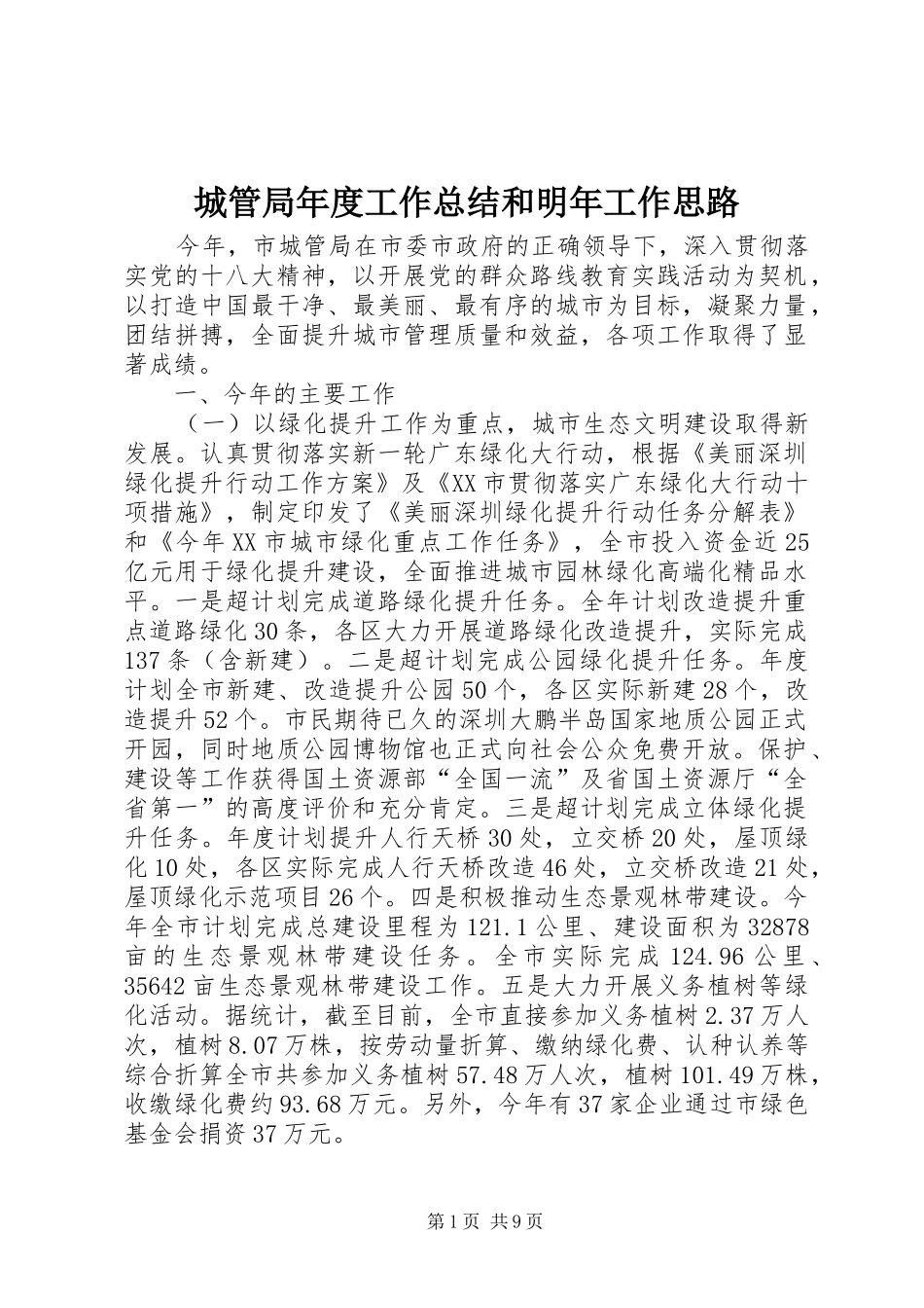 2024年城管局年度工作总结和明年工作思路_第1页