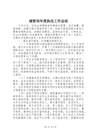 2024年城管局年度执法工作总结