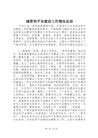 2024年城管局平安建设工作情况总结