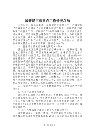 2024年城管局三项重点工作情况总结