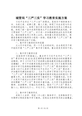 2024年城管局三严三实学习教育实施方案