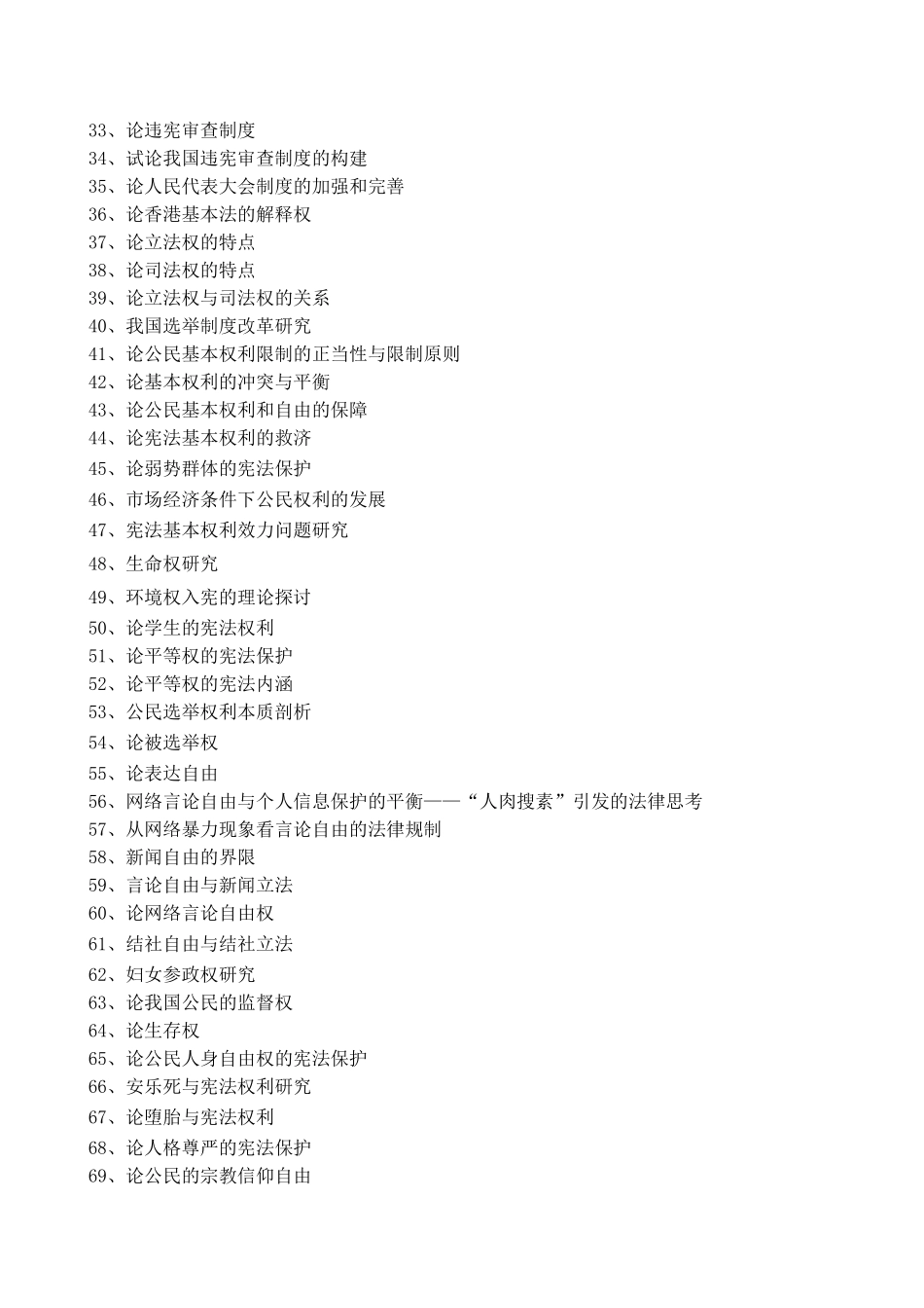 基础法学2006级毕业论文参考题目_第2页