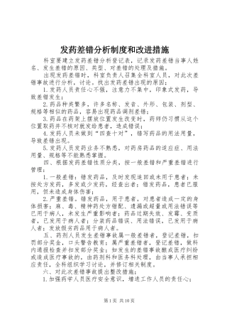 2024年发药差错分析制度和改进措施
