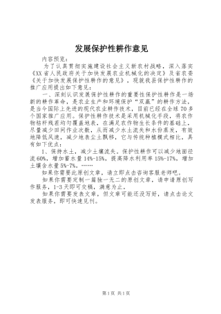 2024年发展保护性耕作意见