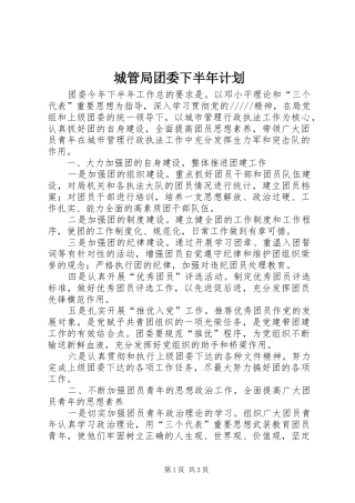 2024年城管局团委下半年计划