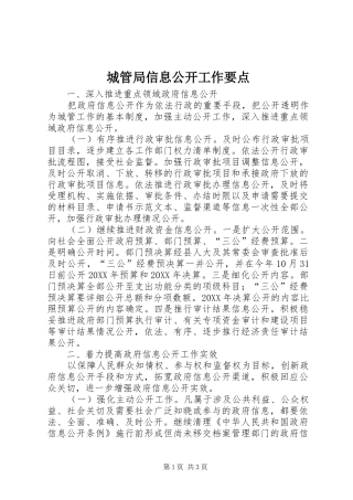 2024年城管局信息公开工作要点