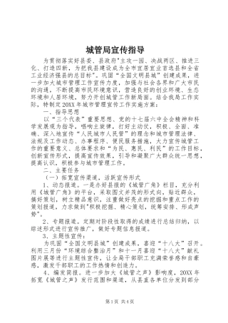 2024年城管局宣传指导