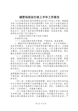 2024年城管局依法行政上半年工作报告