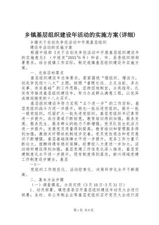 2024年乡镇基层组织建设年活动的实施方案详细