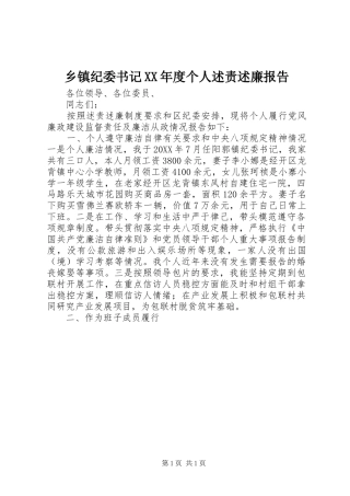 2024年乡镇纪委书记年度个人述责述廉报告