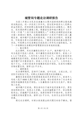 2024年城管局专题走访调研报告