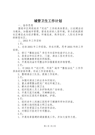 2024年城管卫生工作计划