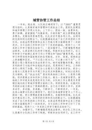 2024年城管协管工作总结