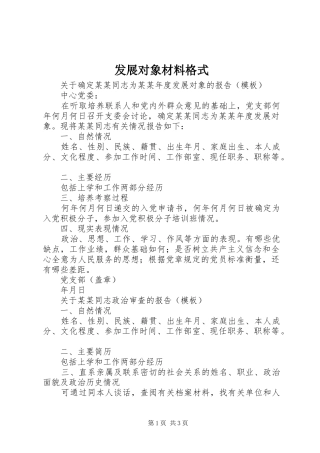 2024年发展对象材料格式
