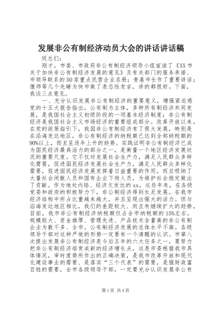 2024年发展非公有制经济动员大会的致辞致辞稿