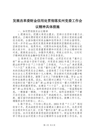 2024年发展改革委财金信用处贯彻落实州党委工作会议精神具体措施