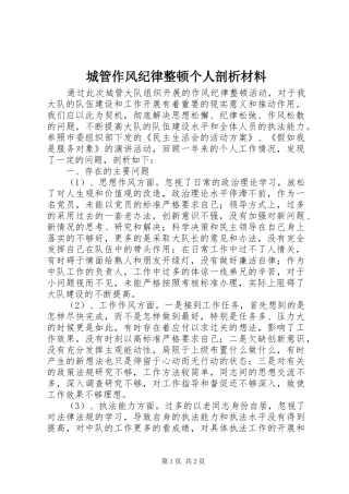 2024年城管作风纪律整顿个人剖析材料