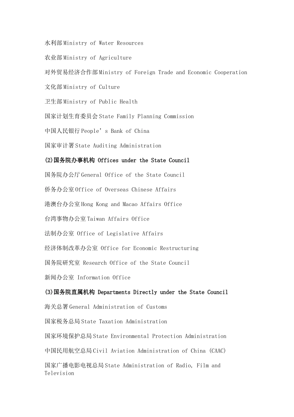 国家机构英文翻译_第3页