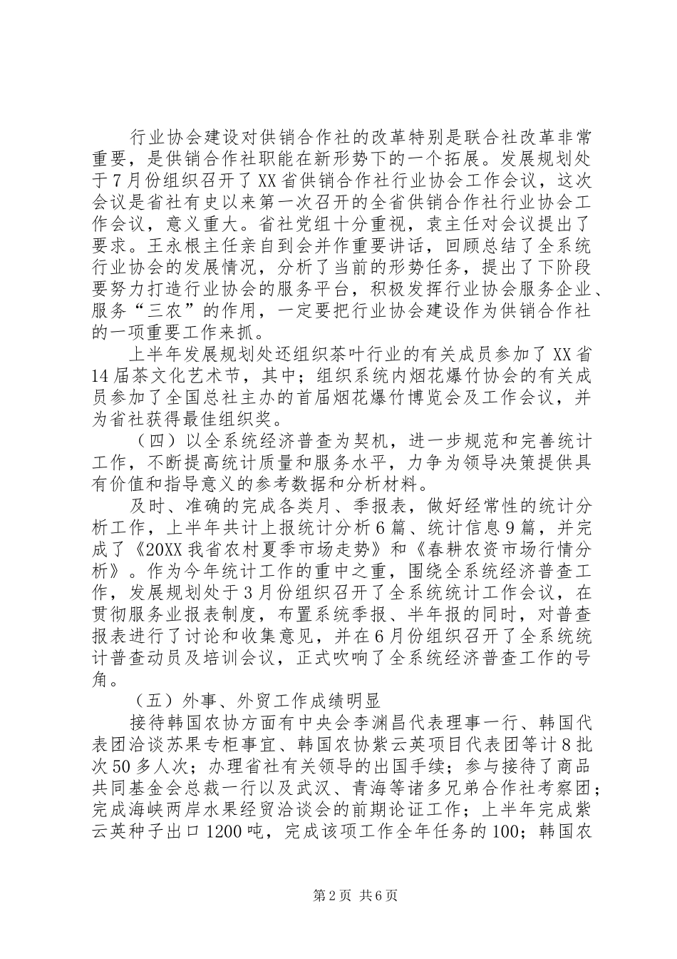 2024年发展规划处上半年工作总结及下半年工作计划_第2页