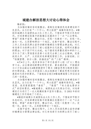 2024年城建办解放思想大讨论心得体会