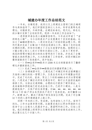 2024年城建办年度工作总结范文