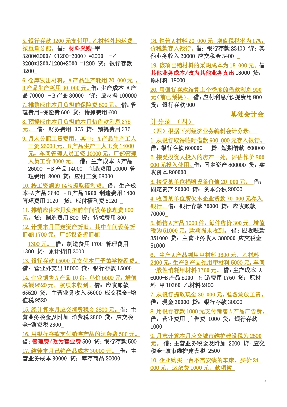 基础会计分录大全练习题及答案(同名24209)_第3页