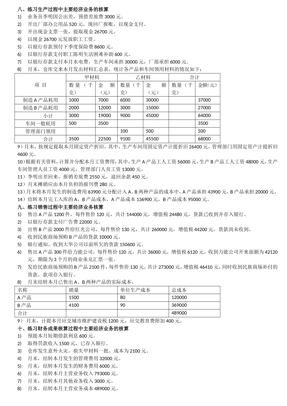 基础会计工业企业经济业务分录练习题_第2页