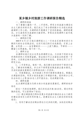 2024年乡镇乡村旅游工作调研报告