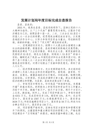 2024年发展计划局年度目标完成自查报告