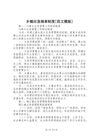 2024年乡镇应急规章制度范文模版