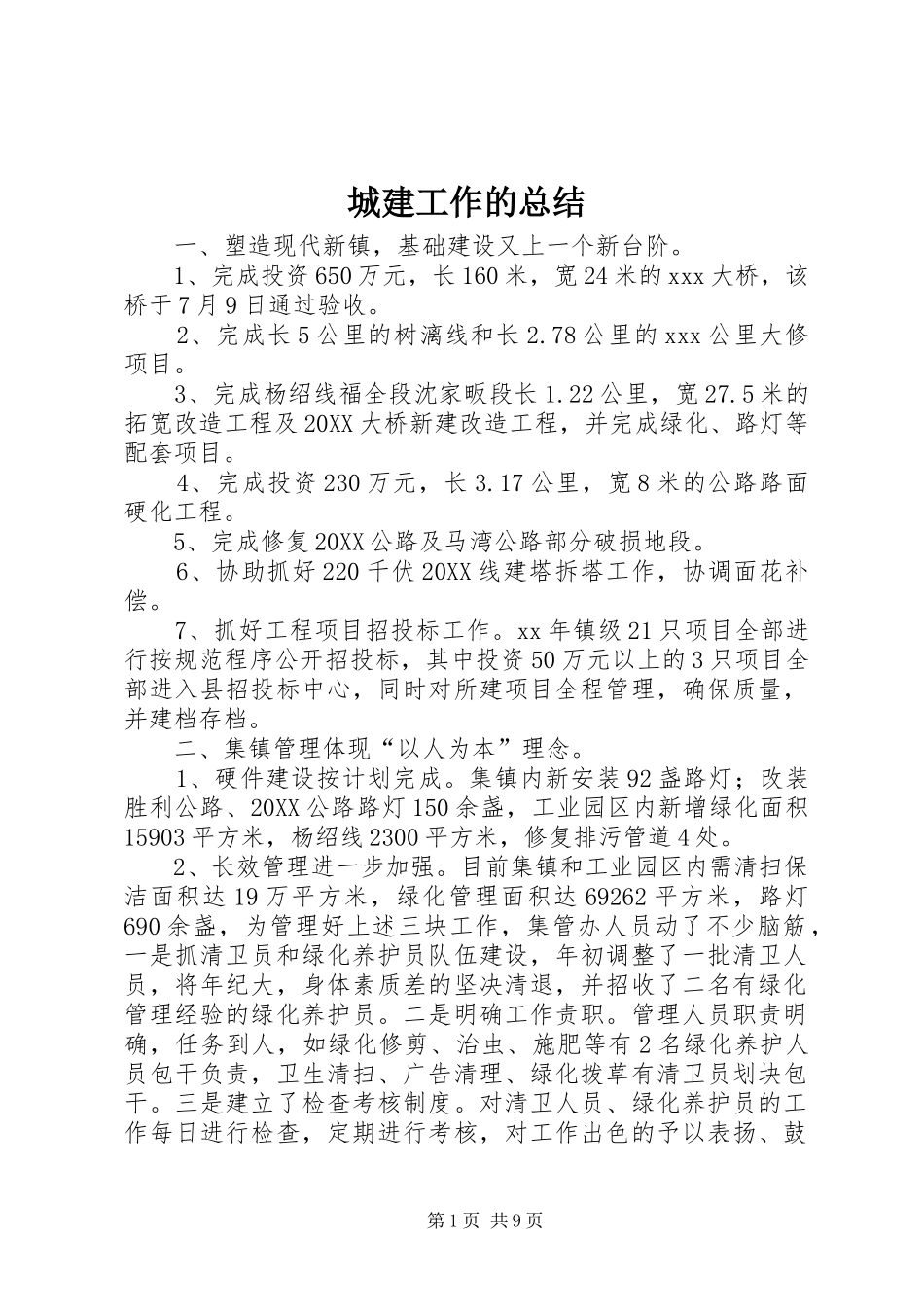 2024年城建工作的总结_第1页